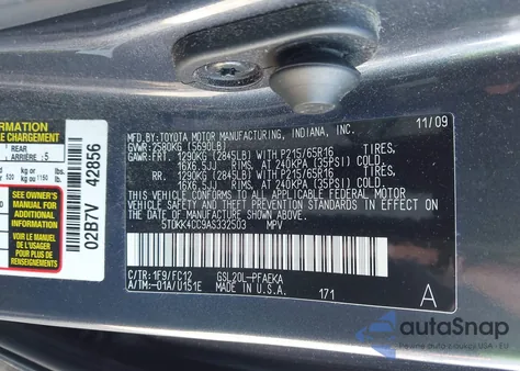 2010 Toyota Sienna Le z USA, uszkodzony, nr VIN 5TDKK4CC9AS332503